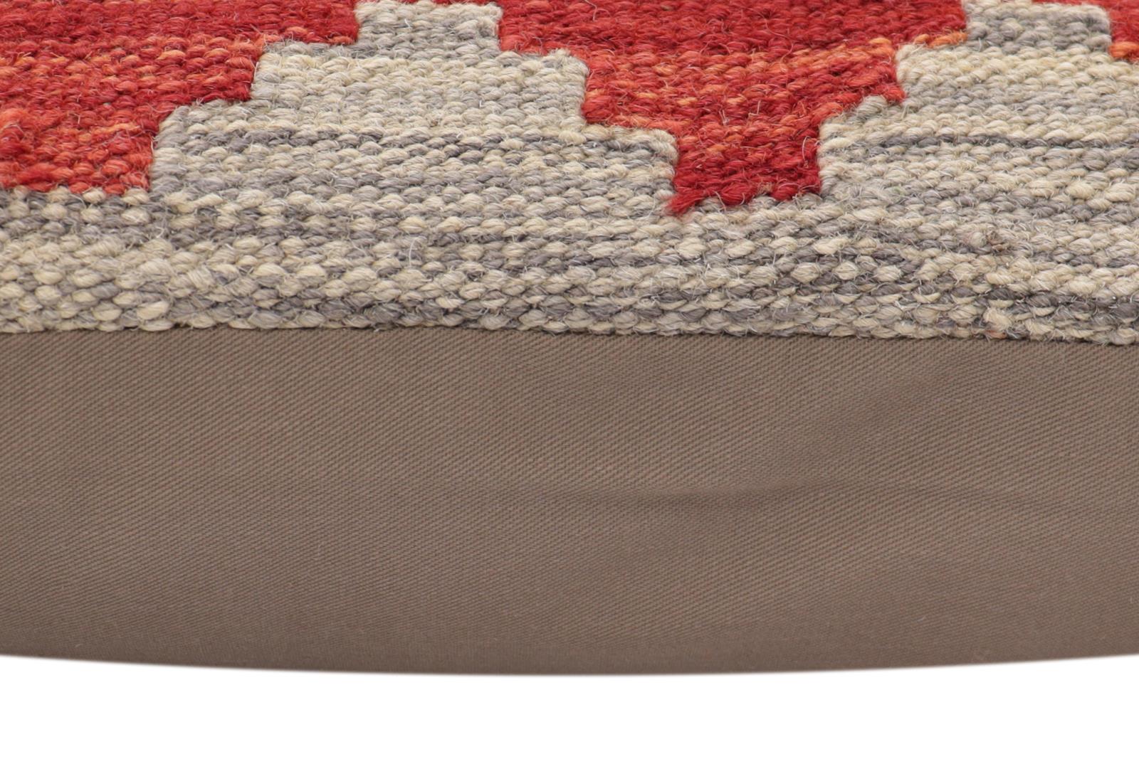 handmade Traditional Pillow Rust Blue Hand-Woven SQUARE 100% WOOL  Hand woven turkish pillow  2 x 2