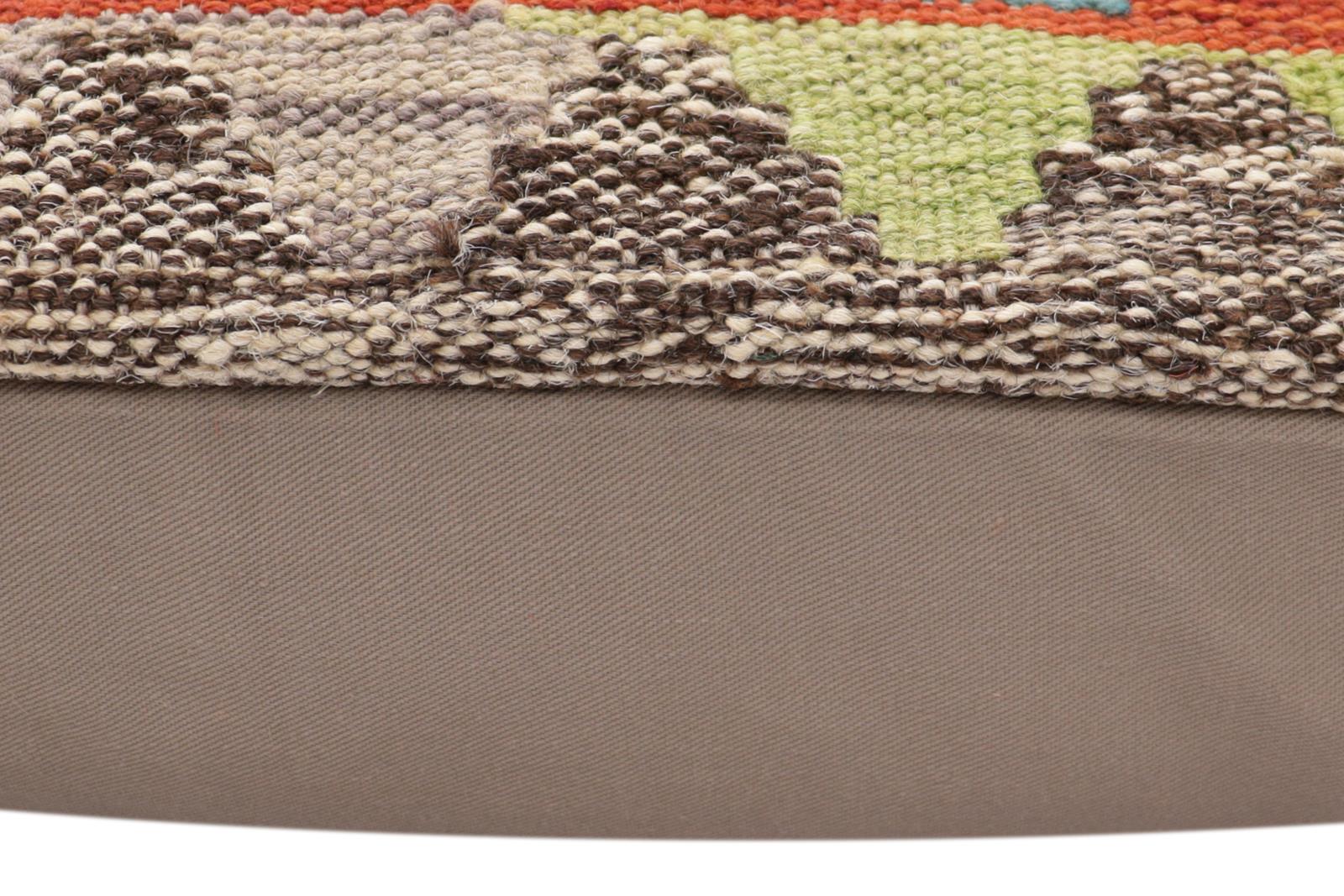 handmade Traditional Pillow Rust Blue Hand-Woven SQUARE 100% WOOL  Hand woven turkish pillow  2 x 2