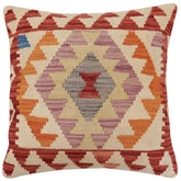 handmade Traditional Pillow Red Beige Hand-Woven SQUARE 100% WOOL Hand woven turkish pillow2 x 2