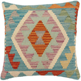 handmade Traditional Pillow Blue Rust Hand-Woven SQUARE 100% WOOL Hand woven turkish pillow2 x 2