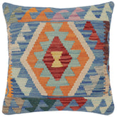 handmade Traditional Pillow Blue Red Hand-Woven SQUARE 100% WOOL Hand woven turkish pillow2 x 2