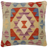 handmade Traditional Pillow Rust Blue Hand-Woven SQUARE 100% WOOL Hand woven turkish pillow2' x 2'