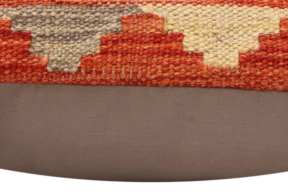 handmade Traditional Pillow Rust Blue Hand-Woven SQUARE 100% WOOL Hand woven turkish pillow2' x 2'