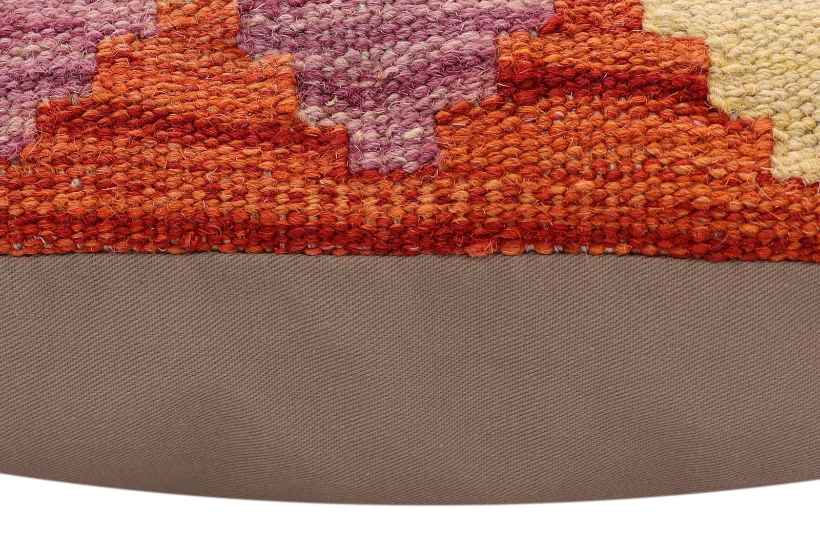handmade Traditional Pillow Rust Blue Hand-Woven SQUARE 100% WOOL Hand woven turkish pillow2' x 2'
