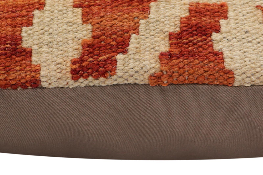 handmade Traditional Pillow Rust Blue Hand-Woven SQUARE 100% WOOL Hand woven turkish pillow2' x 2'