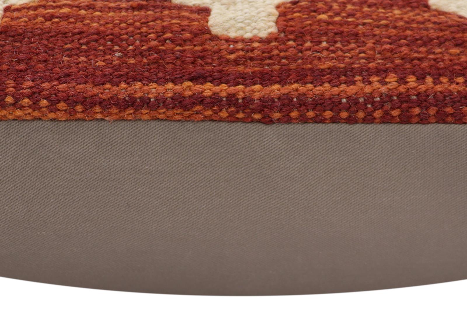 handmade Traditional Pillow Rust Blue Hand-Woven SQUARE 100% WOOL  Hand woven turkish pillow  2 x 2