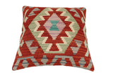 handmade Traditional Pillow Rust Blue Hand-Woven SQUARE 100% WOOL Hand woven turkish pillow2' x 2'