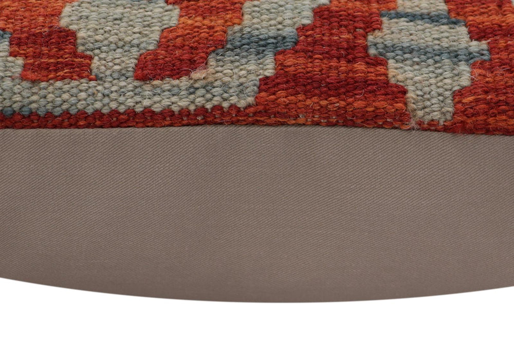 handmade Traditional Pillow Rust Blue Hand-Woven SQUARE 100% WOOL Hand woven turkish pillow2' x 2'