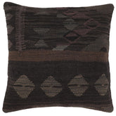 handmade Traditional Pillow Black Gray Hand-Woven SQUARE 100% WOOL Hand woven turkish pillow2' x 2'