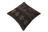 handmade Traditional Pillow Black Gray Hand-Woven SQUARE 100% WOOL Hand woven turkish pillow2' x 2'