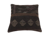 handmade Traditional Pillow Black Gray Hand-Woven SQUARE 100% WOOL Hand woven turkish pillow2' x 2'