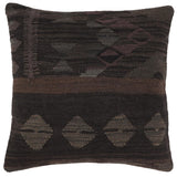 handmade Traditional Pillow Black Gray Hand-Woven SQUARE 100% WOOL Hand woven turkish pillow2' x 2'