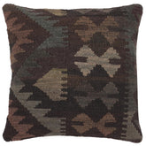 handmade Traditional Pillow Black Gray Hand-Woven SQUARE 100% WOOL Hand woven turkish pillow2' x 2'