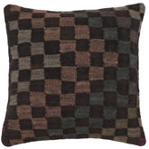 handmade Traditional Pillow Black Gray Hand-Woven SQUARE 100% WOOL Hand woven turkish pillow2' x 2'