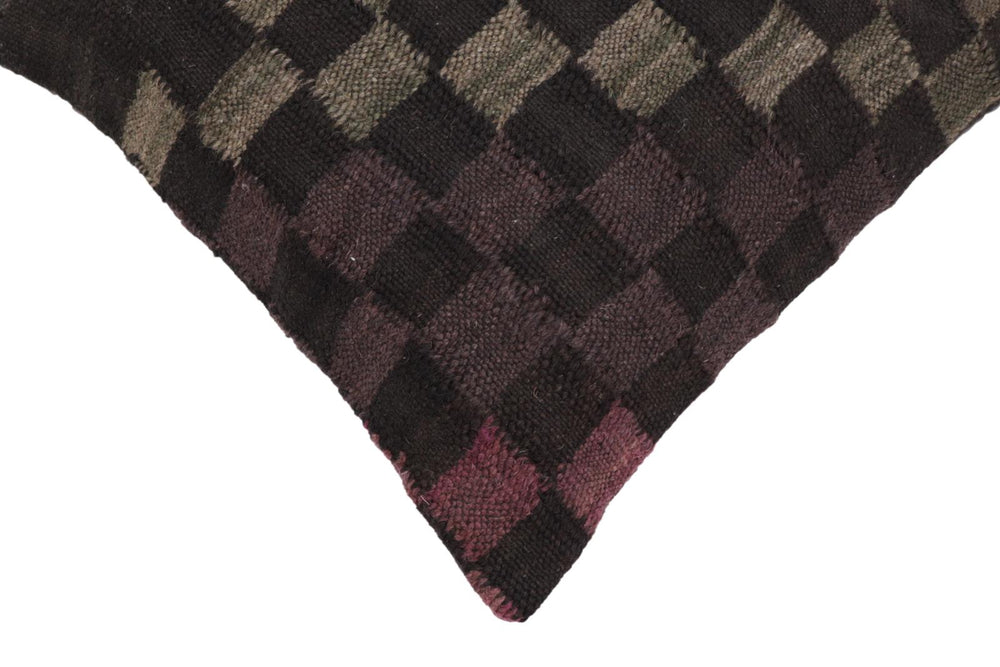 handmade Traditional Pillow Black Green Hand-Woven SQUARE 100% WOOL Hand woven turkish pillow2' x 2'