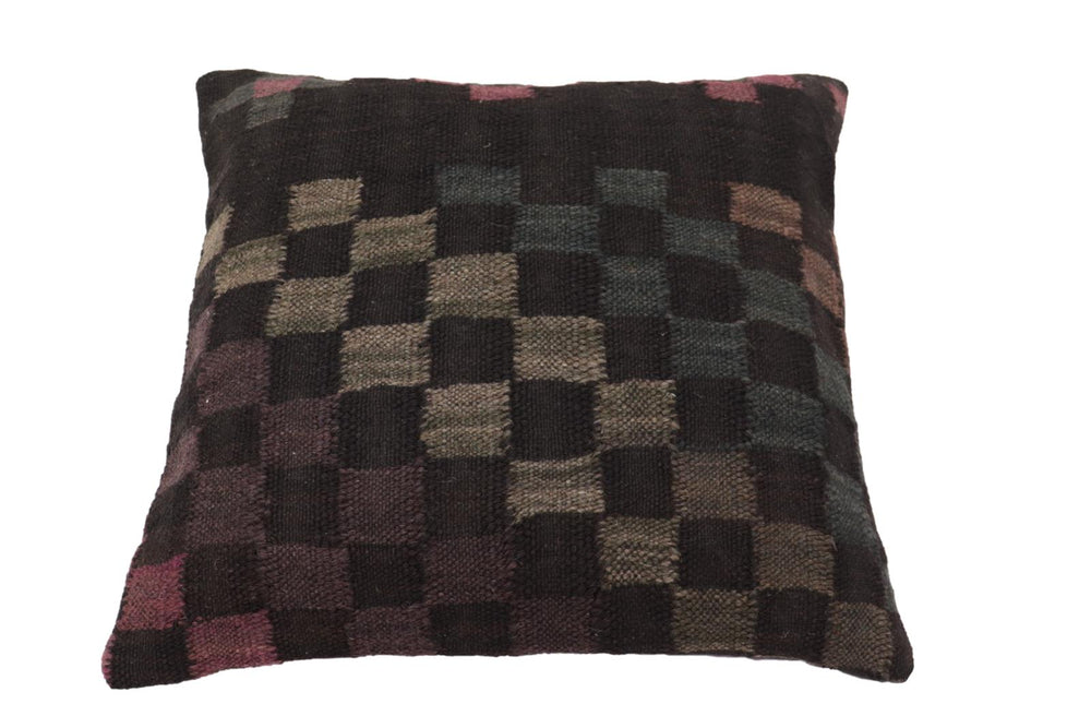 handmade Traditional Pillow Black Green Hand-Woven SQUARE 100% WOOL Hand woven turkish pillow2' x 2'
