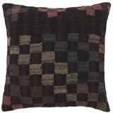 Rustic Stark Turkish Hand-Woven Kilim Pillow