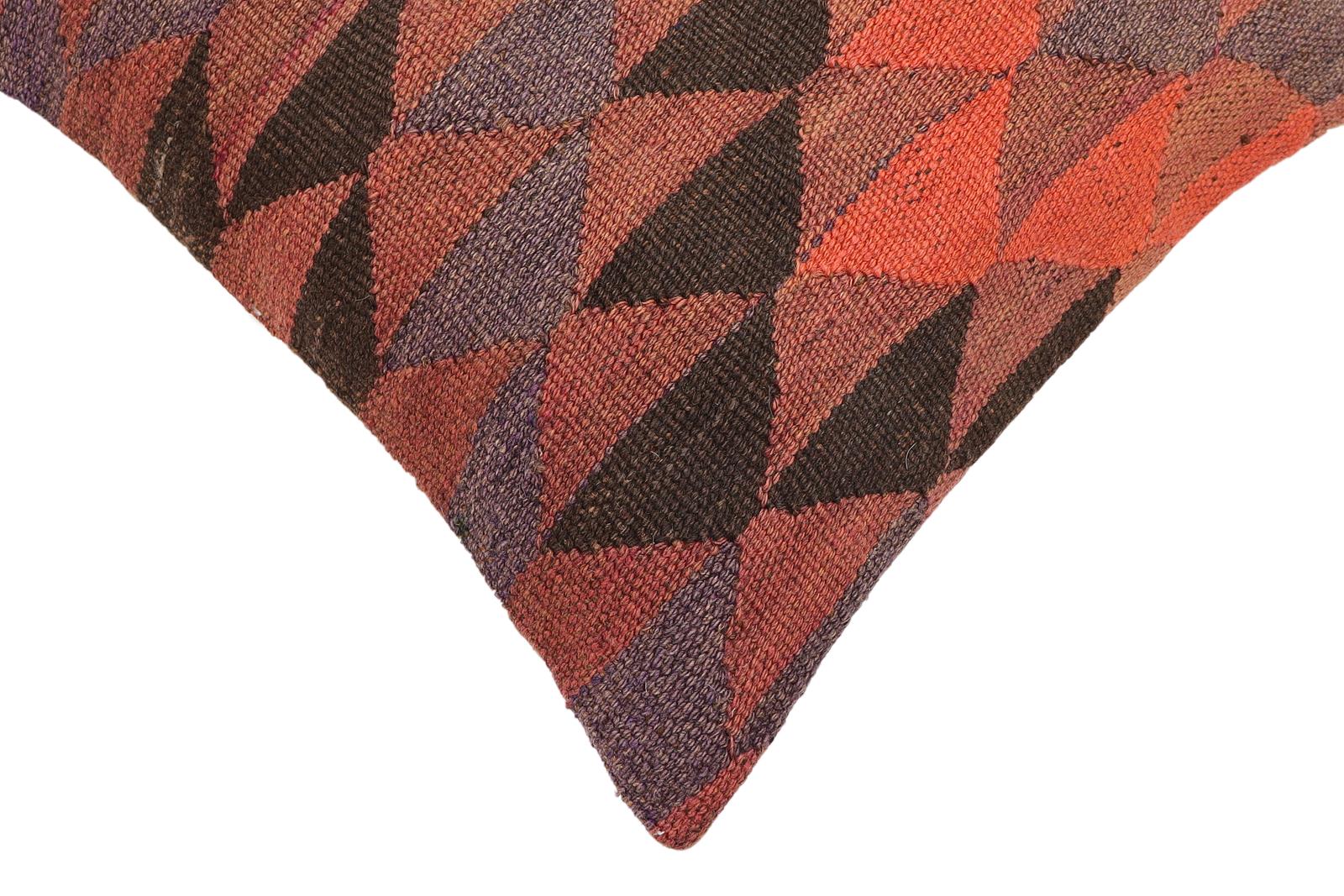 handmade Traditional Pillow Red Brown Hand-Woven SQUARE 100% WOOL Hand woven turkish pillow2' x 2'