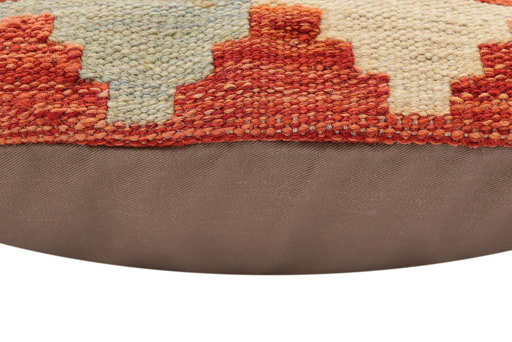 handmade Traditional Pillow Rust Blue Hand-Woven SQUARE 100% WOOL Hand woven turkish pillow2' x 2'