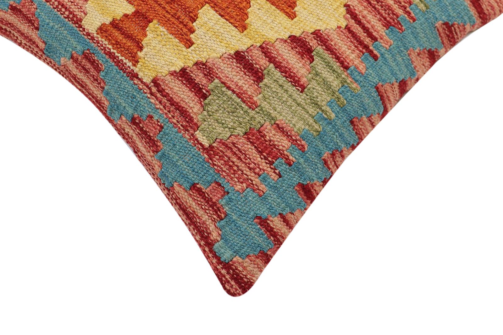 handmade Traditional Pillow Red Rust Hand-Woven SQUARE 100% WOOL  Hand woven turkish pillow  2 x 2