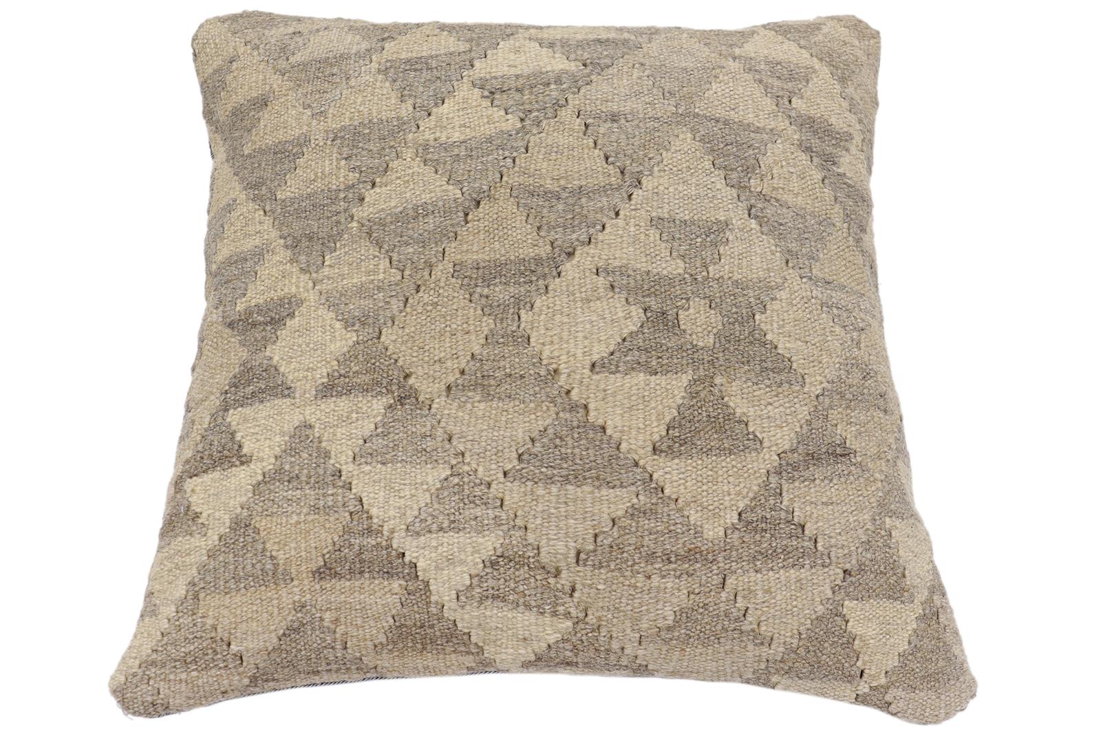 handmade Traditional Pillow Beige Tan Hand-Woven SQUARE 100% WOOL Hand woven turkish pillow2' x 2'