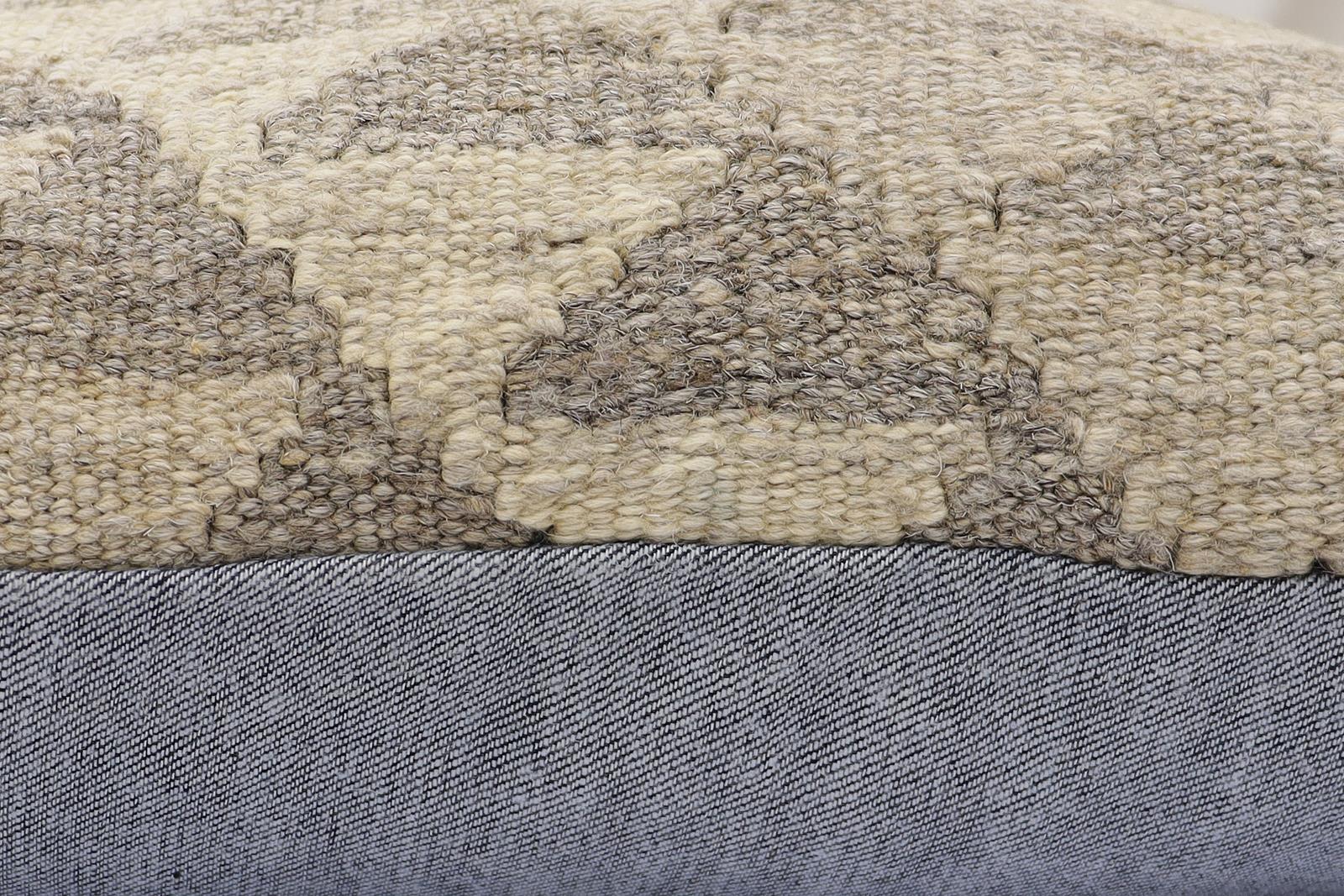 handmade Traditional Pillow Beige Tan Hand-Woven SQUARE 100% WOOL Hand woven turkish pillow2' x 2'