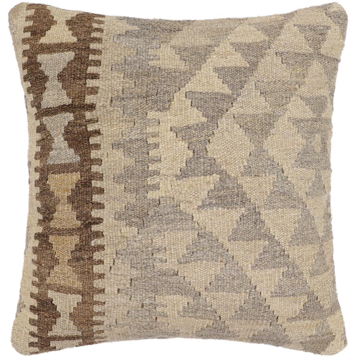 handmade Traditional Pillow Beige Tan Hand-Woven SQUARE 100% WOOL Hand woven turkish pillow2' x 2'