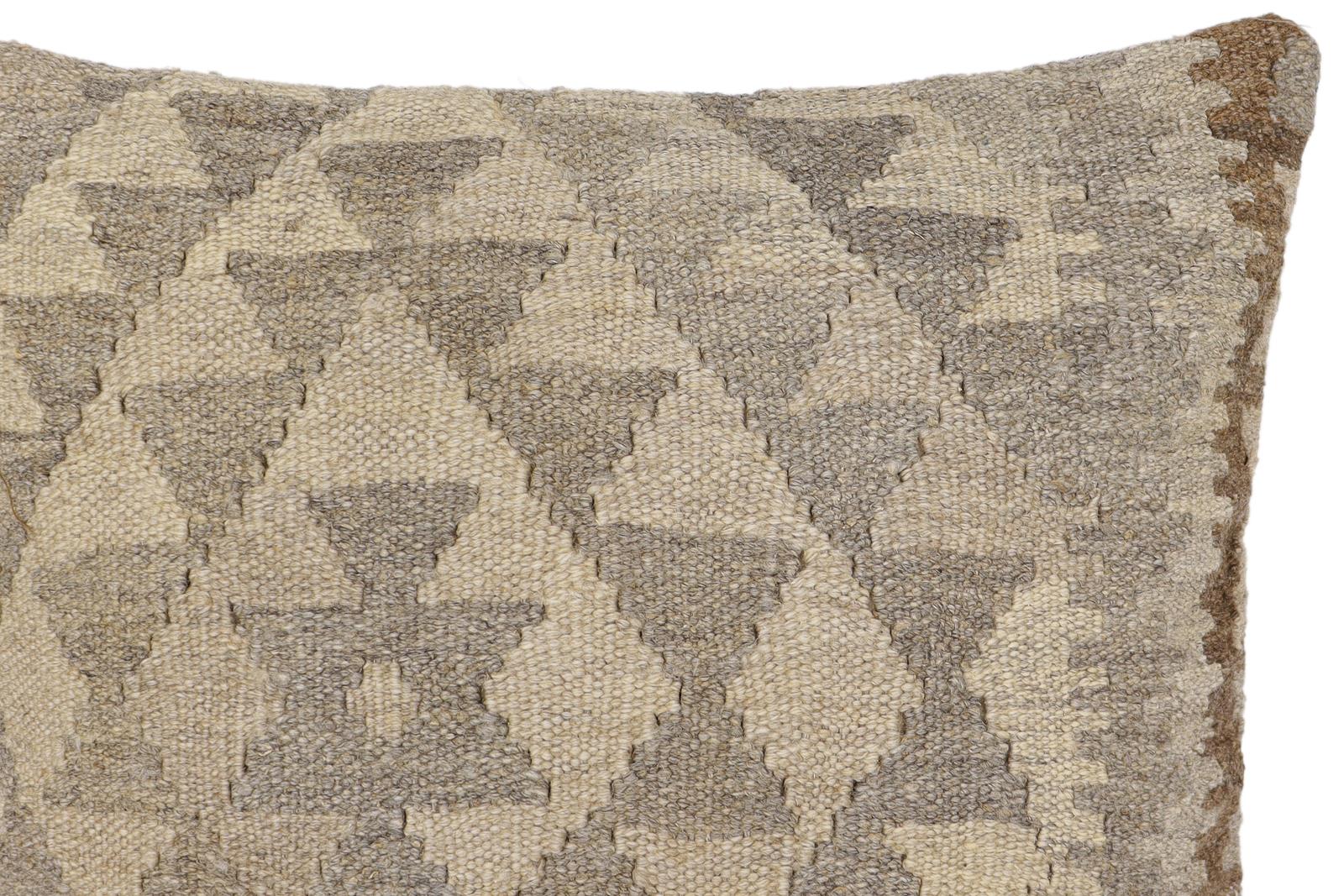 handmade Traditional Pillow Beige Gray Hand-Woven SQUARE 100% WOOL Hand woven turkish pillow2' x 2'