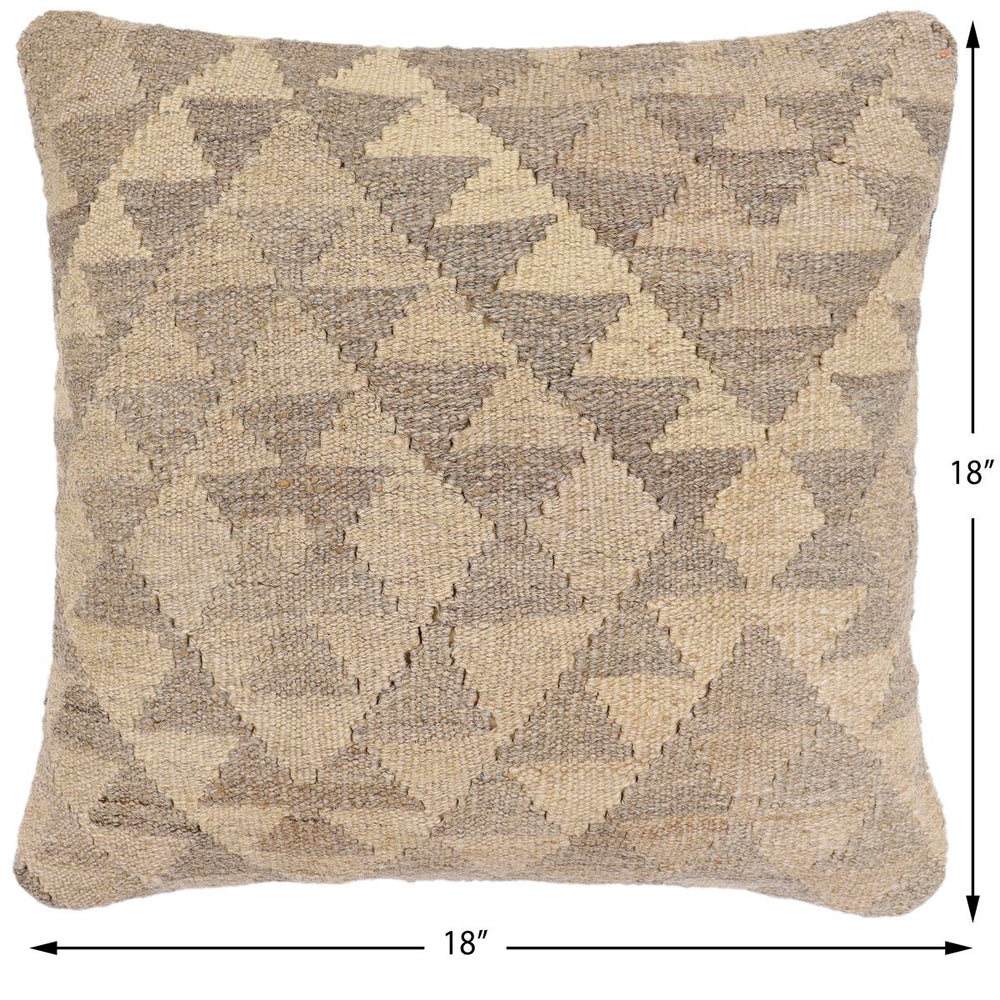 handmade Traditional Pillow Beige Brown Hand-Woven SQUARE 100% WOOL Hand woven turkish pillow2' x 2'