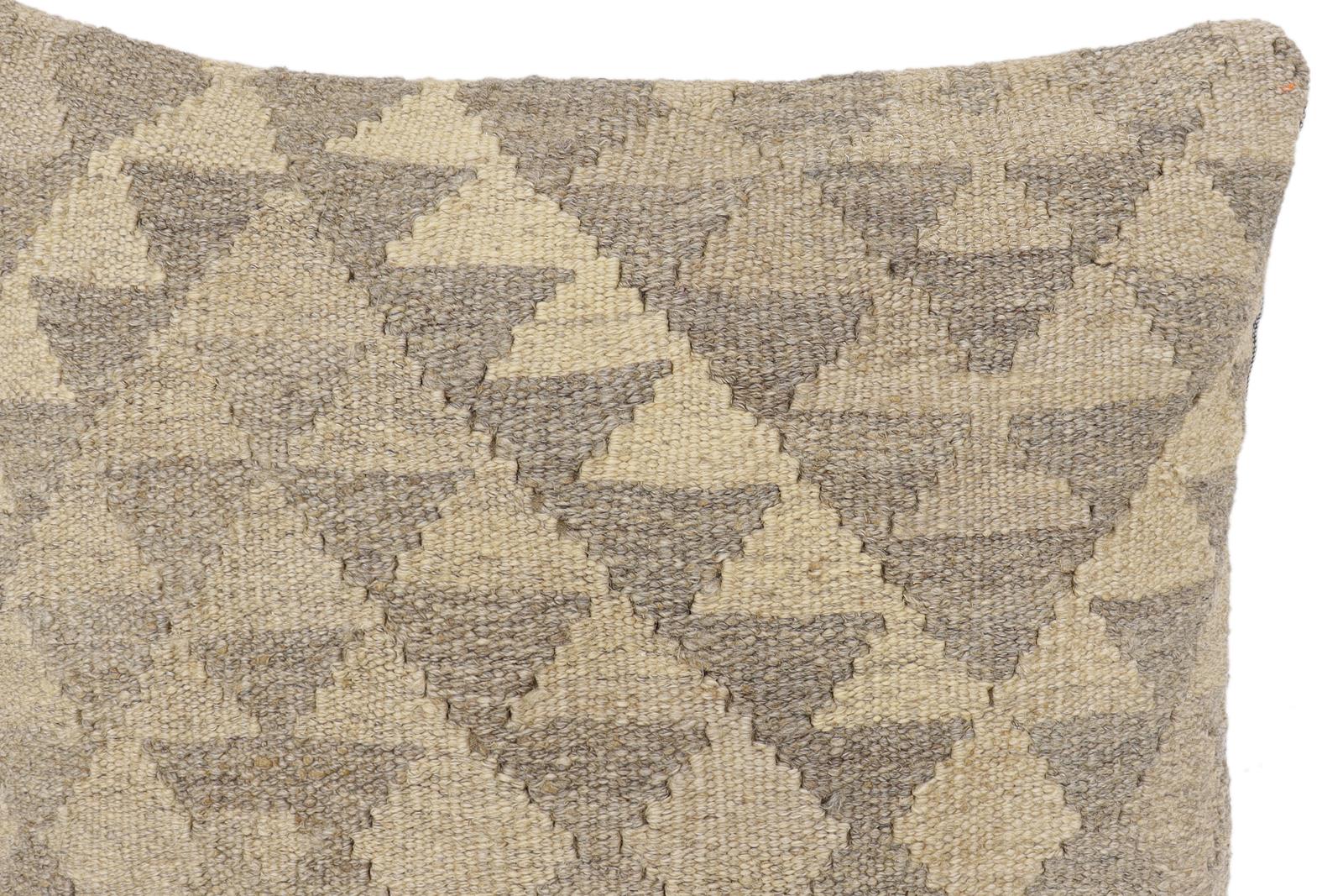 handmade Traditional Pillow Beige Brown Hand-Woven SQUARE 100% WOOL Hand woven turkish pillow2' x 2'