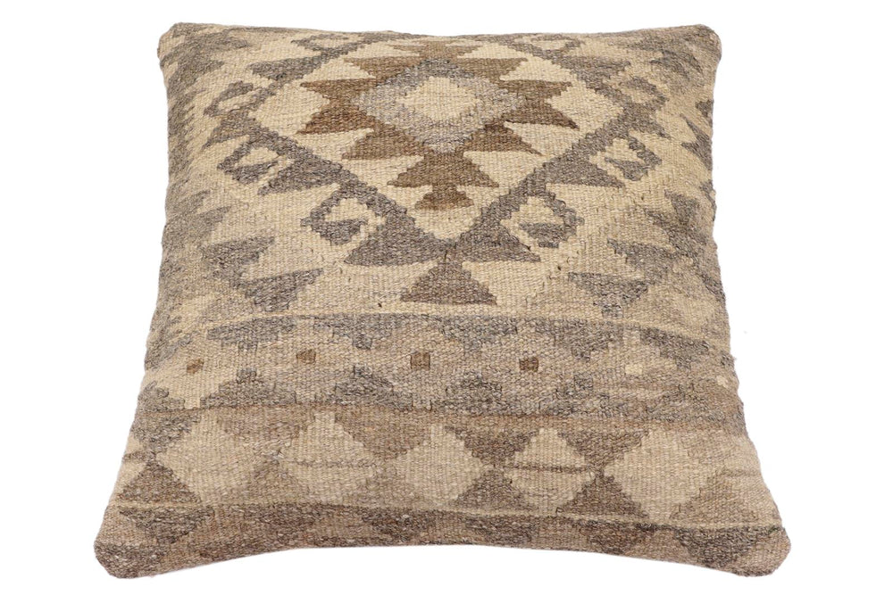 handmade Traditional Pillow Beige Brown Hand-Woven SQUARE 100% WOOL Hand woven turkish pillow2' x 2'