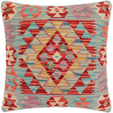 handmade Traditional Pillow Red Blue Hand-Woven SQUARE 100% WOOL Hand woven turkish pillow2 x 2