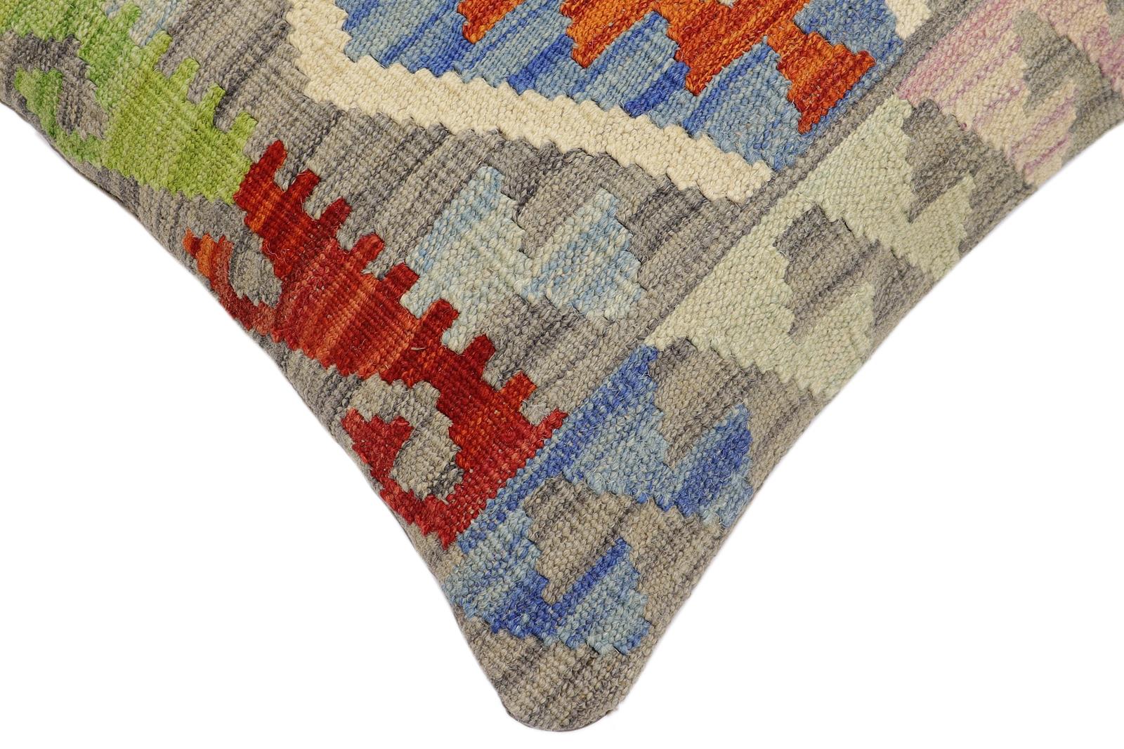 handmade Traditional Pillow Rust Gray Hand-Woven SQUARE 100% WOOL Hand woven turkish pillow2' x 2'