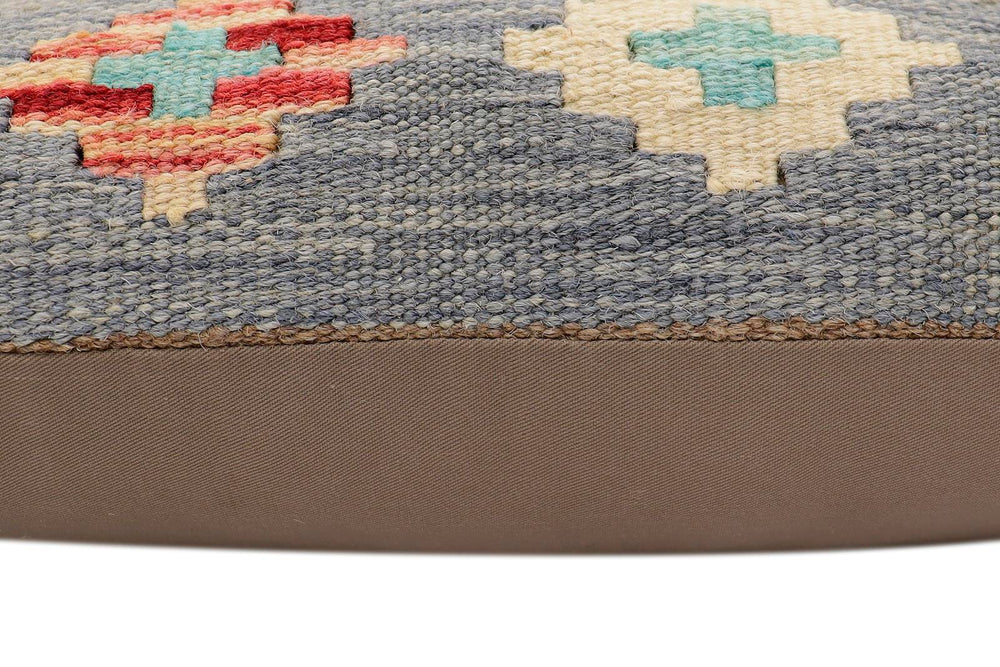 handmade Traditional Pillow Blue Beige Hand-Woven SQUARE 100% WOOL Hand woven turkish pillow2' x 2'