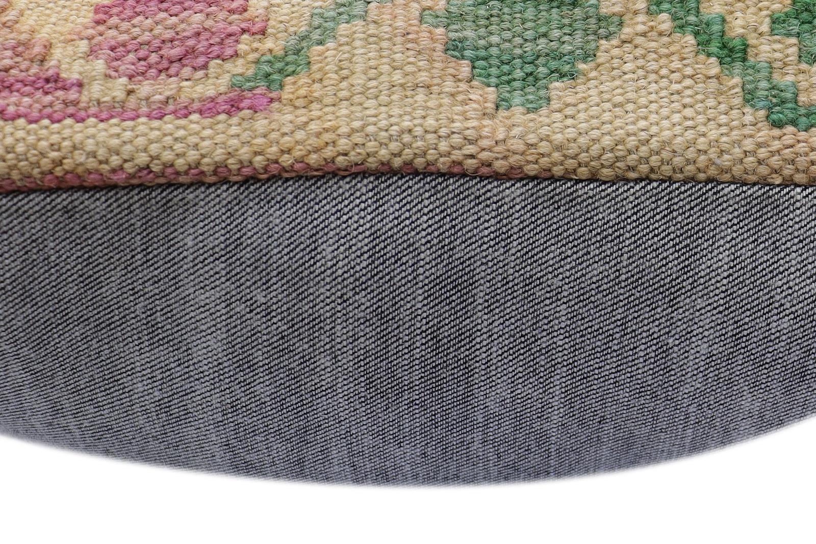 handmade Traditional Pillow Green Beige Hand-Woven SQUARE 100% WOOL  Hand woven turkish pillow  2 x 2