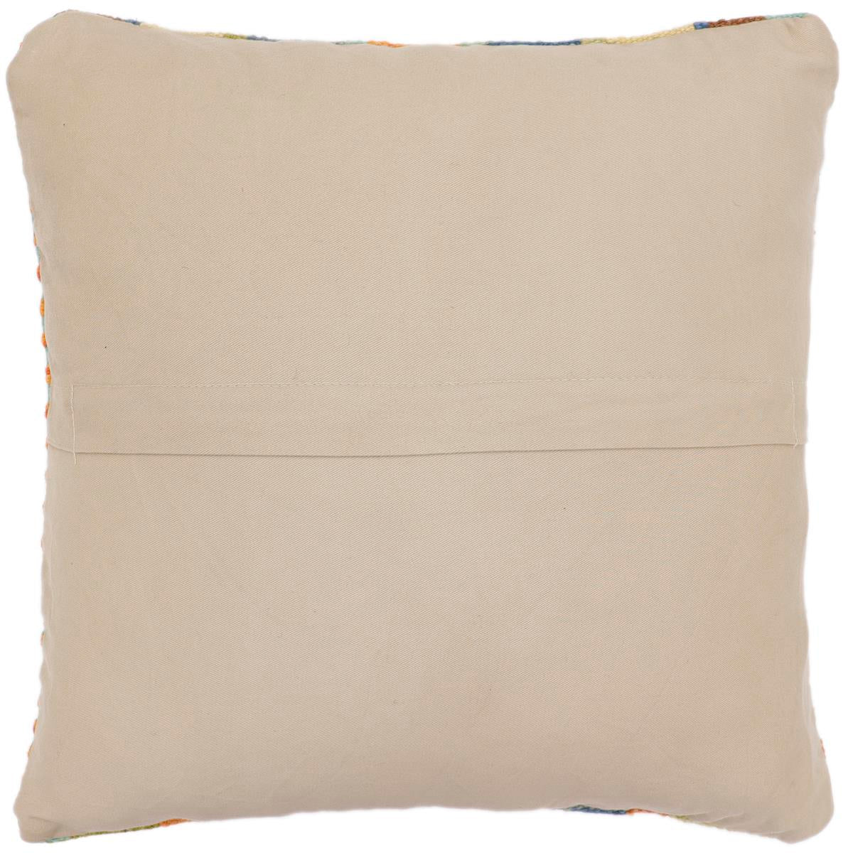 handmade Traditional Pillow Rust Blue Hand-Woven SQUARE 100% WOOL  Hand woven turkish pillow  2 x 2