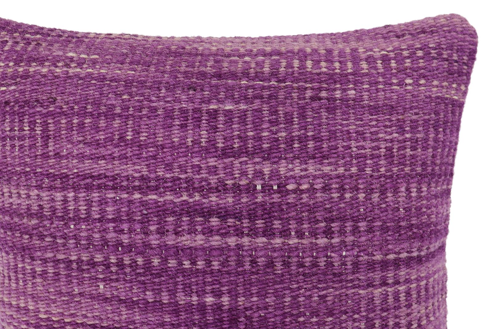 handmade Modern Pillow Purple Beige Hand-Woven SQUARE 100% WOOL  Hand woven turkish pillow  2 x 2