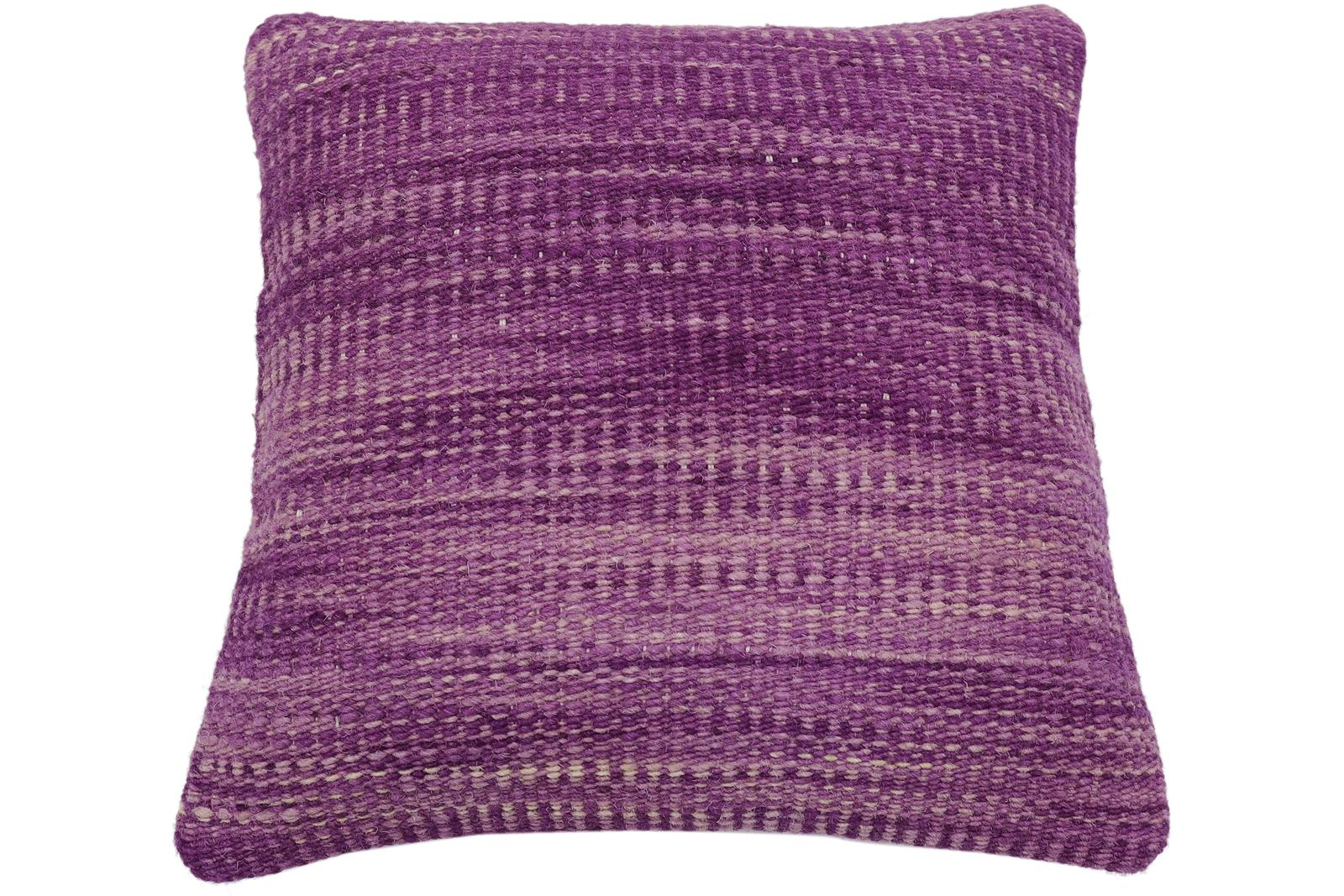 handmade Modern Pillow Purple Beige Hand-Woven SQUARE 100% WOOL  Hand woven turkish pillow  2 x 2