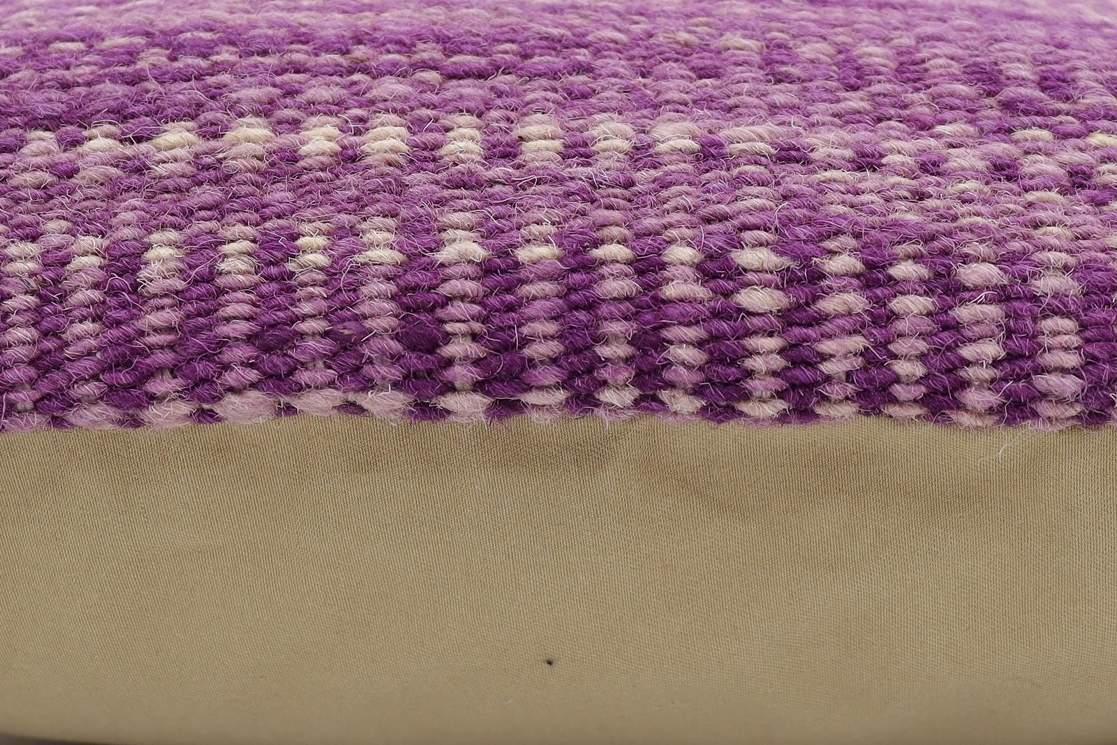 handmade Modern Pillow Purple Beige Hand-Woven SQUARE 100% WOOL  Hand woven turkish pillow  2 x 2