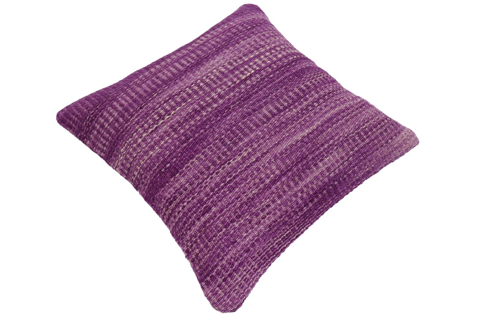 handmade Modern Pillow Purple Beige Hand-Woven SQUARE 100% WOOL  Hand woven turkish pillow  2 x 2