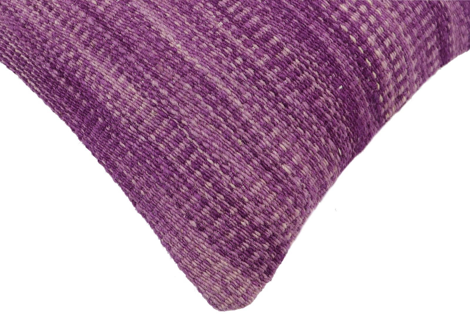 handmade Modern Pillow Purple Beige Hand-Woven SQUARE 100% WOOL  Hand woven turkish pillow  2 x 2