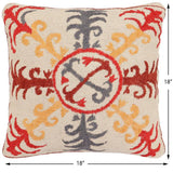 handmade Traditional Pillow Beige Red Hand-Woven SQUARE 100% WOOL Handmade pillow