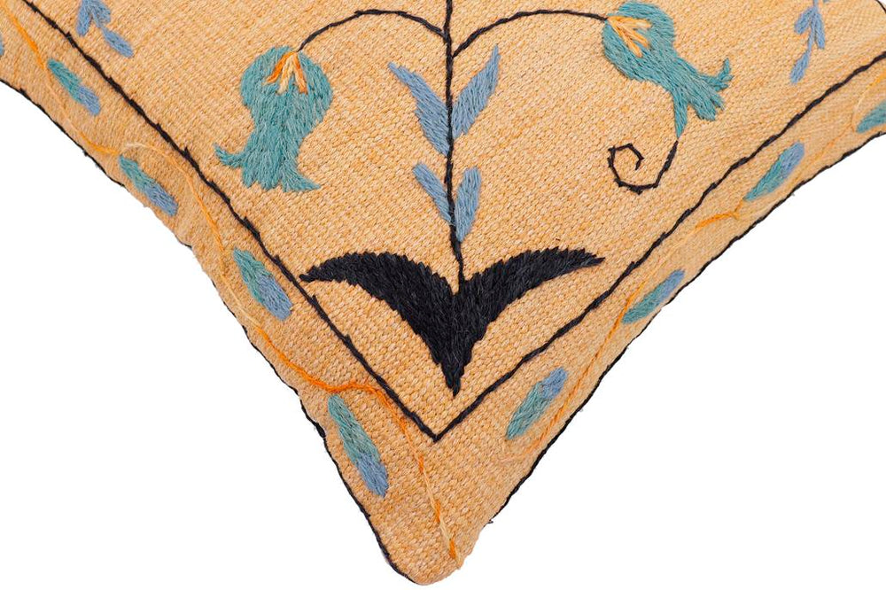 handmade Traditional Pillow Orange Blue Hand-Woven SQUARE 100% WOOL Handmade pillow