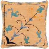 handmade Traditional Pillow Orange Blue Hand-Woven SQUARE 100% WOOL Handmade pillow