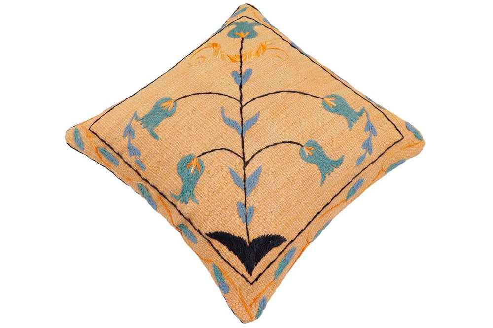 handmade Traditional Pillow Orange Blue Hand-Woven SQUARE 100% WOOL Handmade pillow