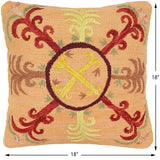 handmade Traditional Pillow Orange Red Hand-Woven SQUARE 100% WOOL Handmade pillow