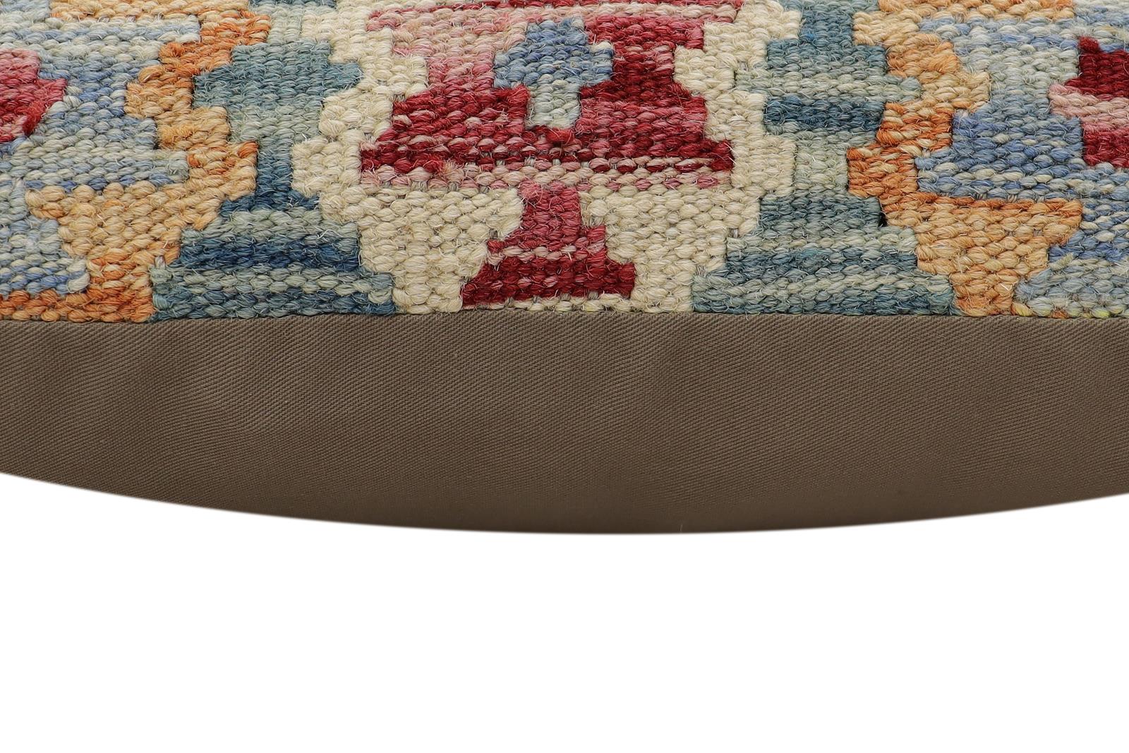 handmade Traditional Pillow Green Blue Hand-Woven SQUARE 100% WOOL Hand woven turkish pillow2' x 2'