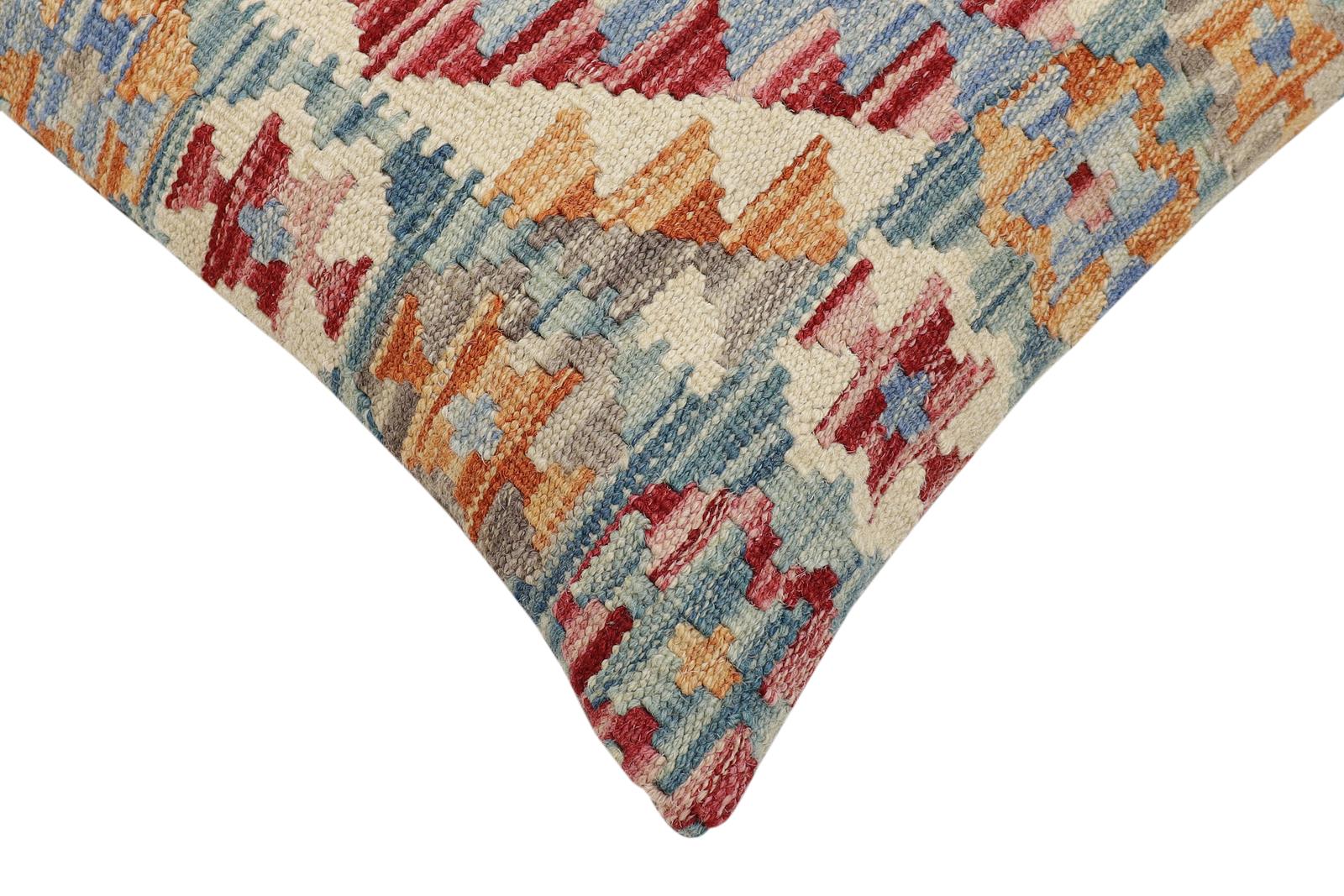 handmade Traditional Pillow Green Blue Hand-Woven SQUARE 100% WOOL Hand woven turkish pillow2' x 2'
