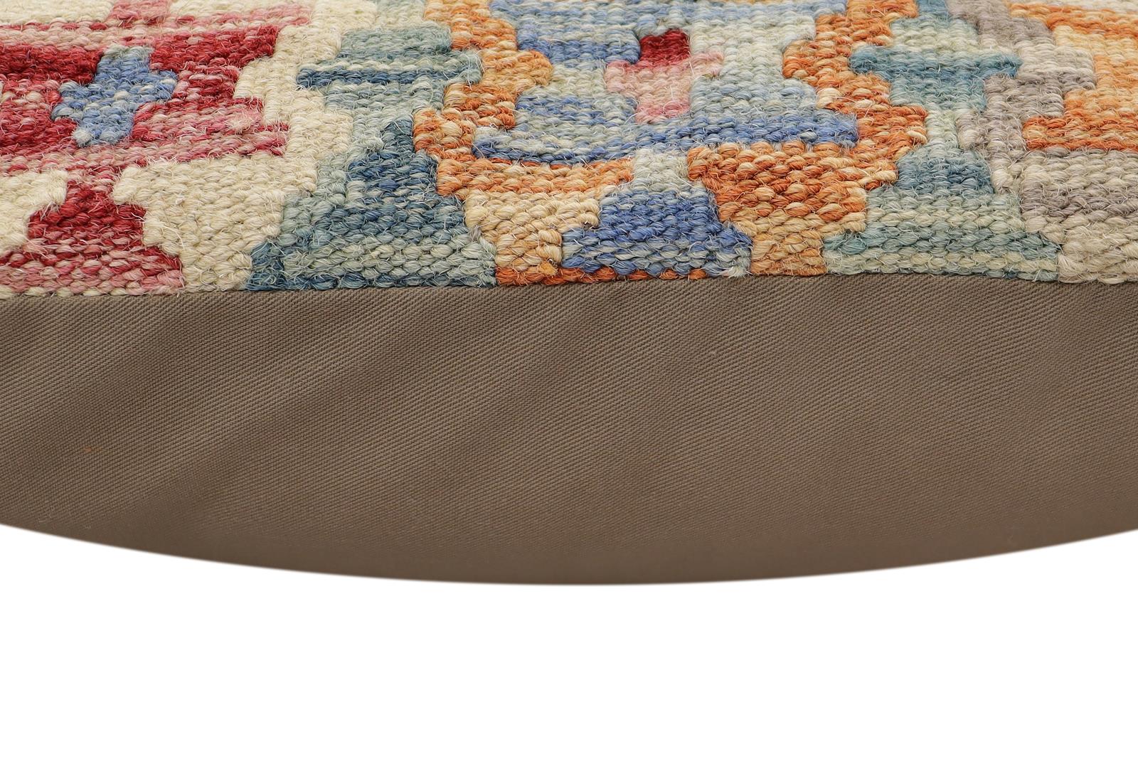 handmade Traditional Pillow Green Blue Hand-Woven SQUARE 100% WOOL Hand woven turkish pillow2' x 2'