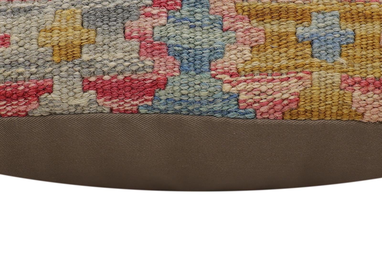 handmade Traditional Pillow Blue Beige Hand-Woven SQUARE 100% WOOL Hand woven turkish pillow2' x 2'